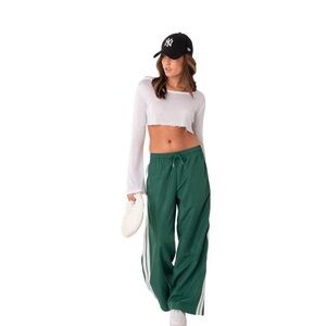 Edikted Forest Green Track Pants with White Stripes